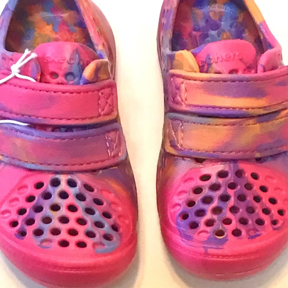 Skechers Kids Cali Shoe Pink Swirl Perforated Foamies Water Friendly Size-6 NEW